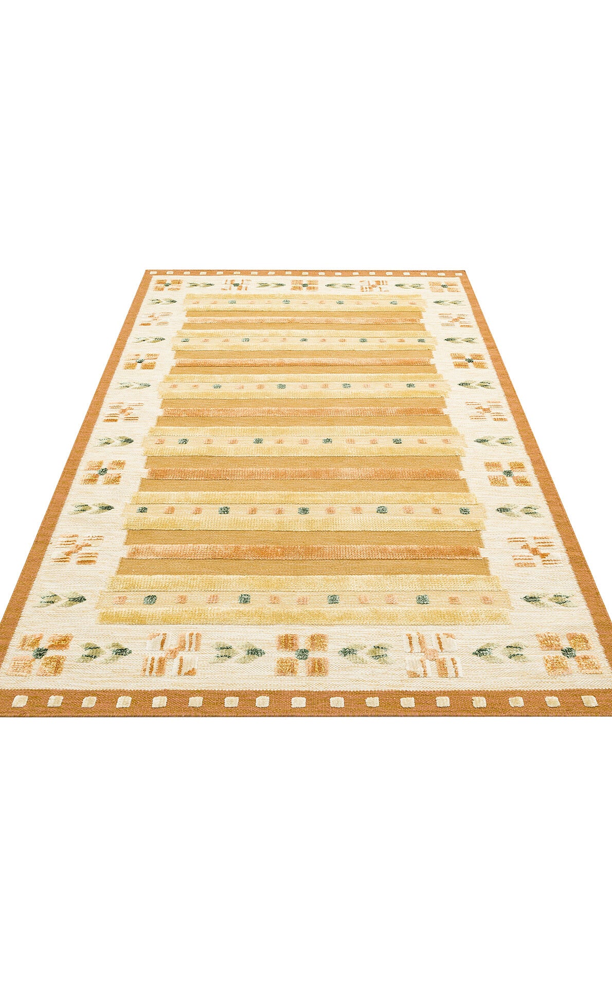 MYK 02 GOLD - MAYA KILIM - Yüksek Alçak Dokulu, Etnik Motiflere Sahip Yün Kilim